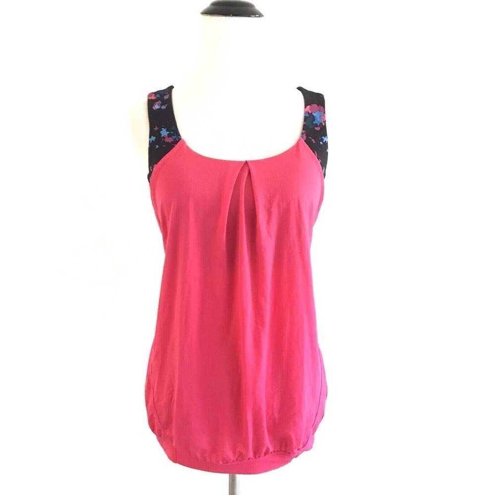 Lululemon | No Limit Printed Tank Womens Size S Pink Open Wrap Back Strappy